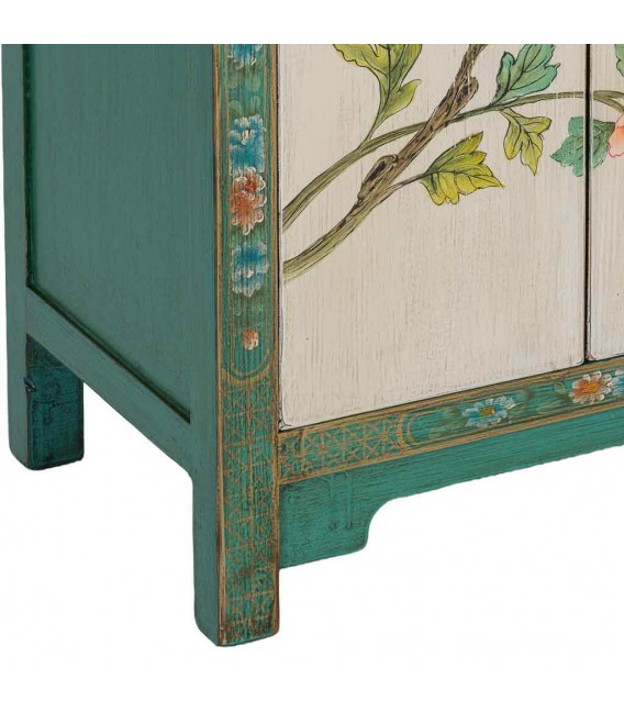Armario bajo 2 puertas madera decorada a mano multicolor oriental 7