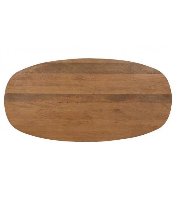Mesa comedor ovalada madera mango natural con patas metal negro 1
