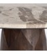 Mesa comedor redonda mármol beige y madera mango color nogal 3