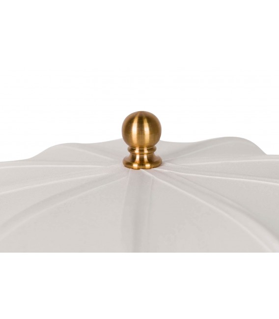 Lámpara sobremesa metal dorado madera cerezo y pantalla blanca 2