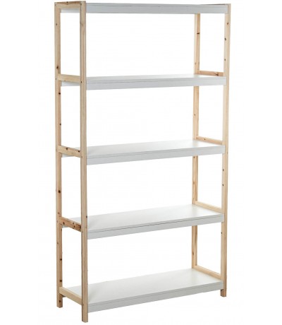 Estantería madera de pino natural y MDF blanco estilo nórdico