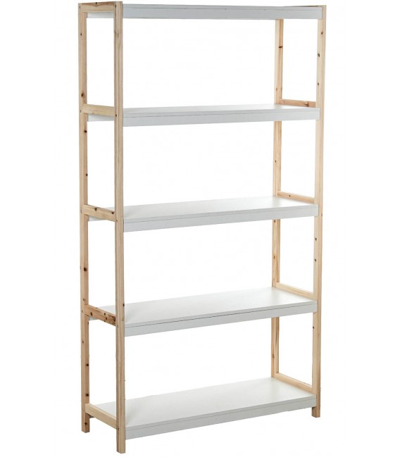 Estantería madera de pino natural y MDF blanco estilo nórdico