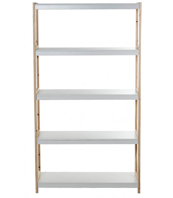 Estantería madera de pino natural y MDF blanco estilo nórdico 1