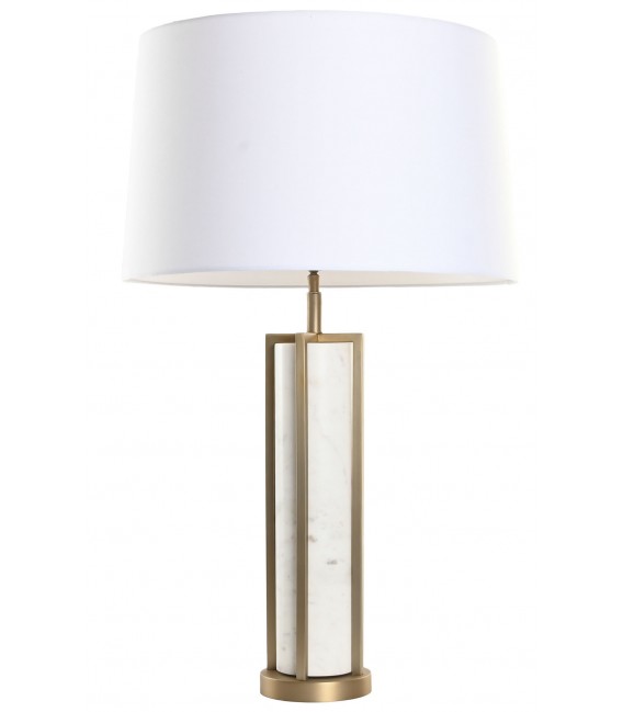 Lámpara sobremesa XXL mármol blanco y metal dorado art decó