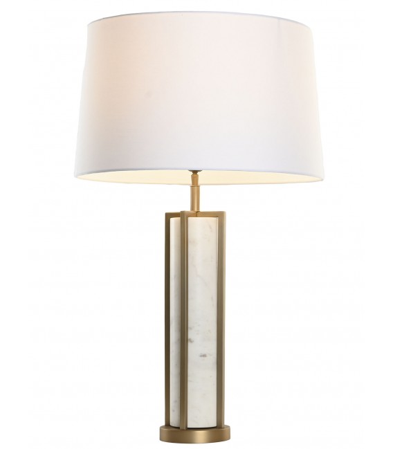 Lámpara sobremesa XXL mármol blanco y metal dorado art decó 1