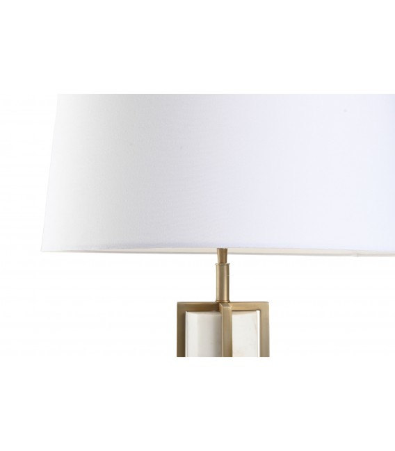 Lámpara sobremesa XXL mármol blanco y metal dorado art decó 2