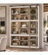 Vitrina XXL roble natural y blanca con escalera estilo colonial Mdmhogar