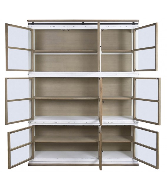 Vitrina XXL roble natural y blanca con escalera estilo colonial 3