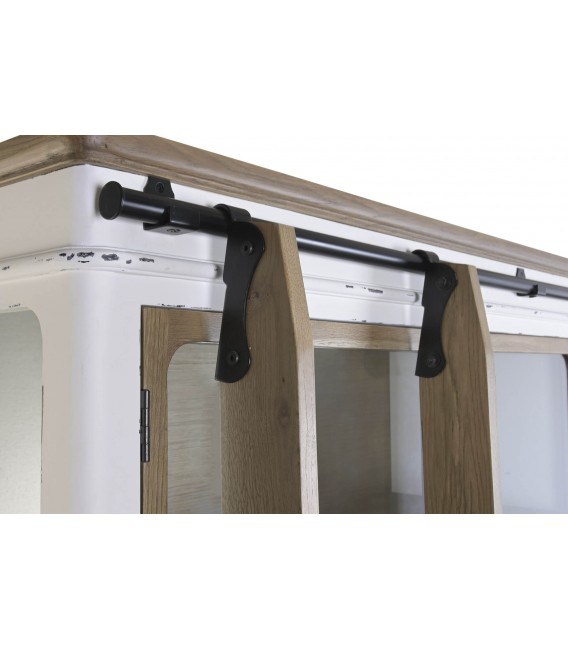 Vitrina XXL roble natural y blanca con escalera estilo colonial 4