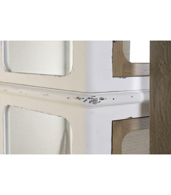 Vitrina XXL roble natural y blanca con escalera estilo colonial 5