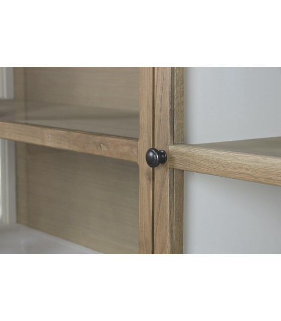 Vitrina XXL roble natural y blanca con escalera estilo colonial 6