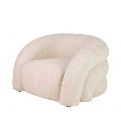 Butaca baja chenilla beige de diseño contemporáneo envolvente