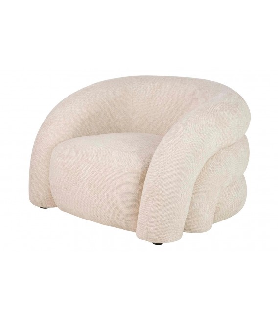 Butaca baja chenilla beige de diseño contemporáneo envolvente
