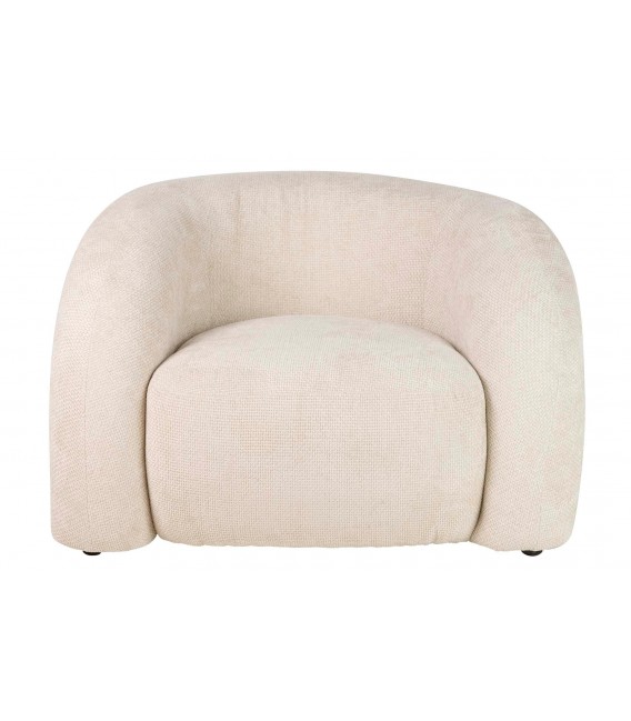 Butaca baja chenilla beige de diseño contemporáneo envolvente 1