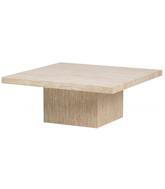 Mesa de centro cuadrada imitación travertino contemporánea