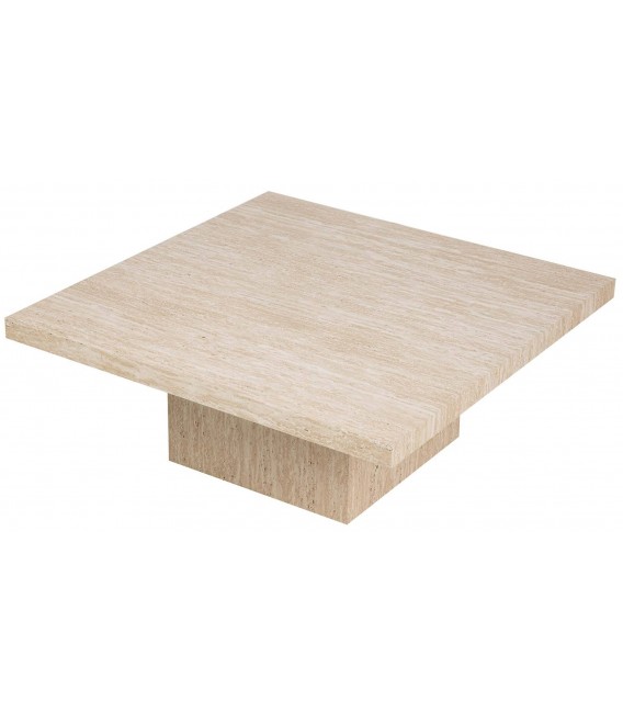 Mesa de centro cuadrada imitación travertino contemporánea 2