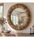 Espejo redondo de madera de mango natural estilo boho Mdmhogar