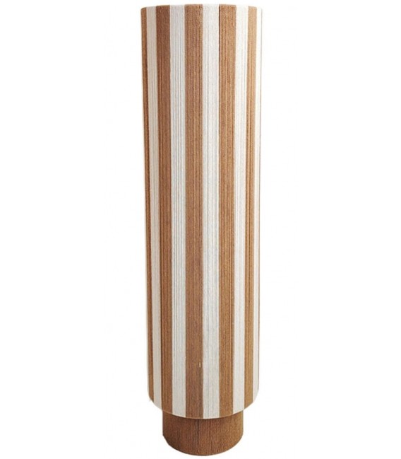 Lámpara de pie baja fibra vegetal marrón y blanca estilo boho