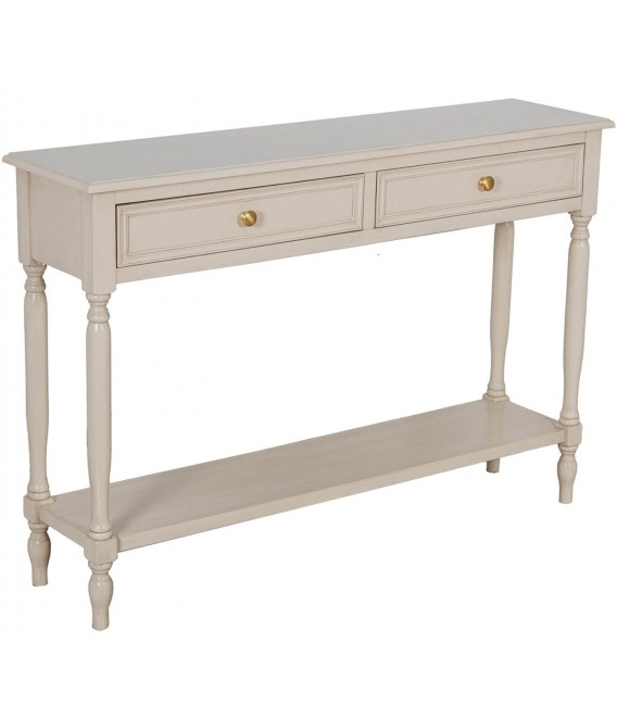 Consola de entrada grande 2 cajones en madera beige provenzal