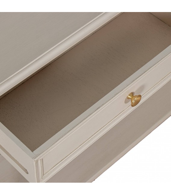 Consola de entrada grande 2 cajones en madera beige provenzal 4
