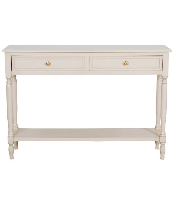Consola de entrada grande 2 cajones en madera beige provenzal 1