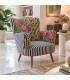 Butaca rayas azul y beige con flores bordadas estilo chic Mdmhogar