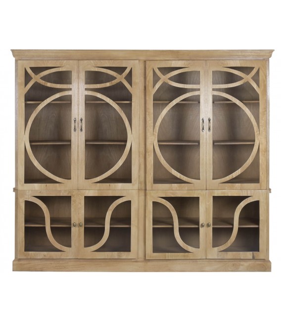 Vitrina XXL de madera de mango con celosía natural estilo colonial 1