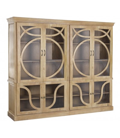 Vitrina XXL de madera de mango con celosía natural estilo colonial