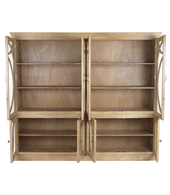 Vitrina XXL de madera de mango con celosía natural estilo colonial 3