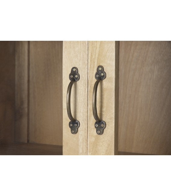 Vitrina XXL de madera de mango con celosía natural estilo colonial 5