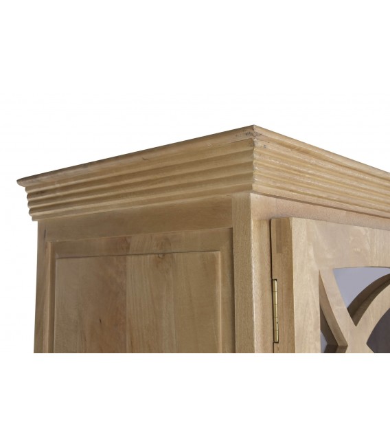 Vitrina XXL de madera de mango con celosía natural estilo colonial 4
