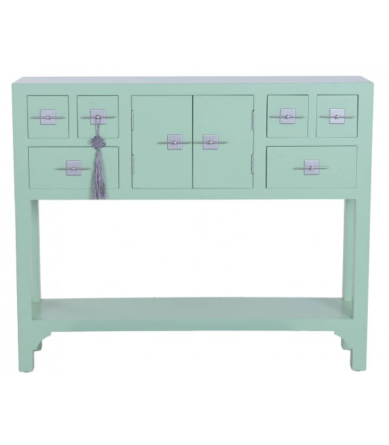 Consola de entrada verde menta estilo oriental con almacenaje 1