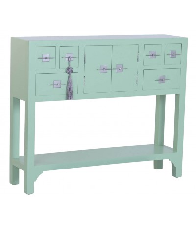 Consola de entrada verde menta estilo oriental con almacenaje