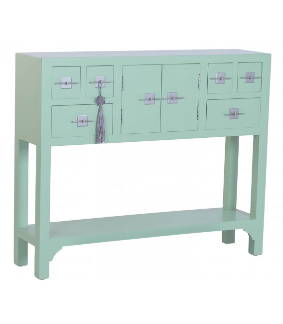 Consola de entrada verde menta estilo oriental con almacenaje