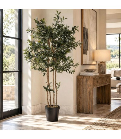 Planta artificial olivo verde estilo mediterráneo decorativo Mdmhogar