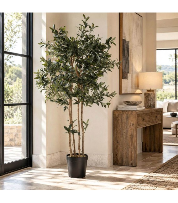 Planta artificial olivo verde estilo mediterráneo decorativo Mdmhogar