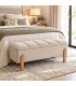 Banco pie de cama baúl beige madera natural estilo nórdico Mdmhogar