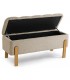 Banco pie de cama baúl beige madera natural estilo nórdico 1