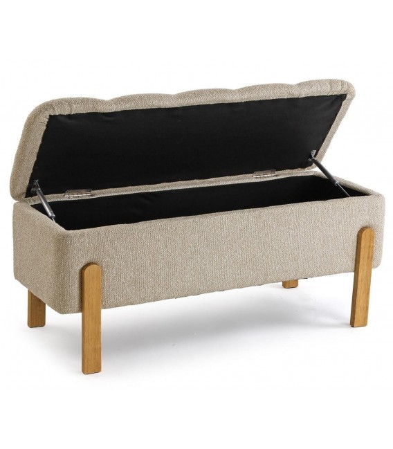 Banco pie de cama baúl beige madera natural estilo nórdico 1