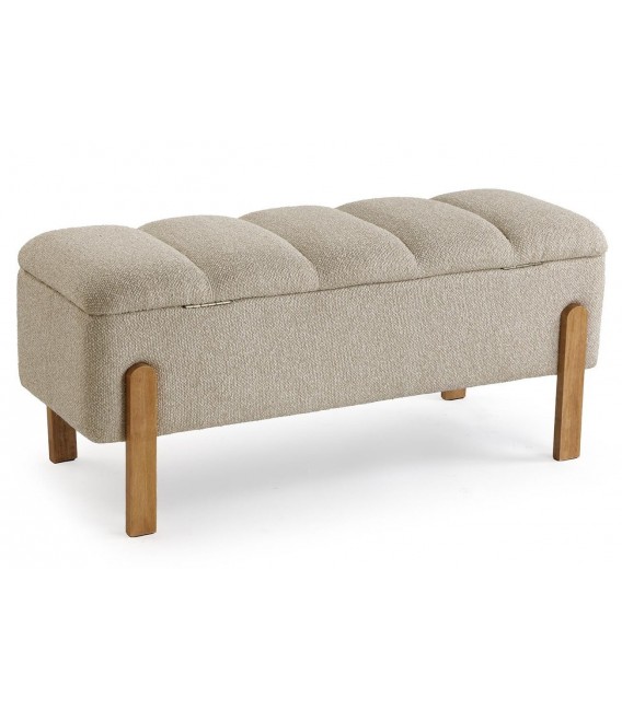 Banco pie de cama baúl beige madera natural estilo nórdico 2