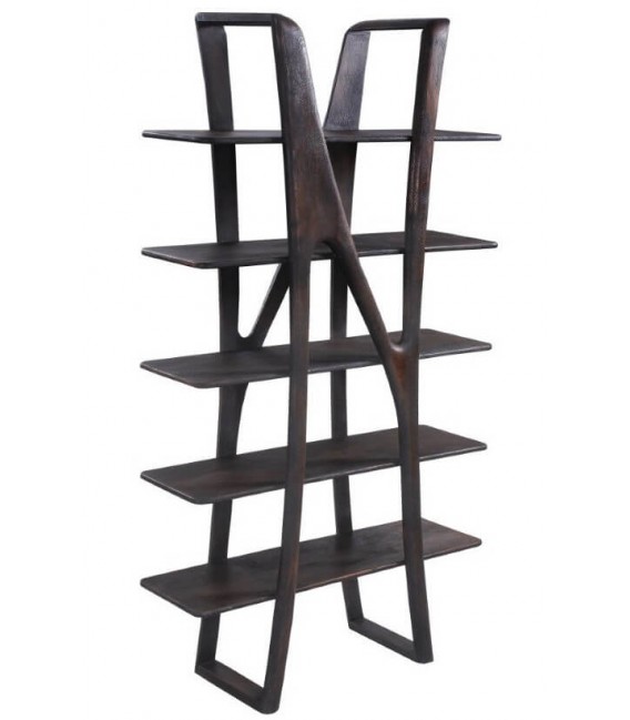 Estantería original madera maciza mango nogal estilo contemporáneo