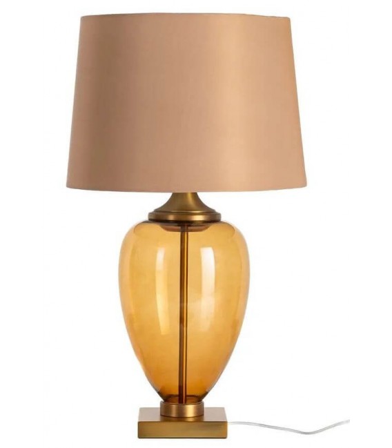 Lámpara sobremesa cristal ámbar oro viejo estilo clásico
