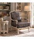 Sillón madera tallada tapizado marrón estilo neoclásico Mdmhogar