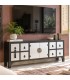 Mueble TV oriental en madera negro y plata con 8 cajones y 2 puertas Mdmhogar
