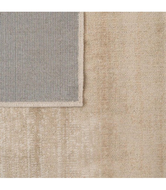 Alfombra grande de viscosa beige y topo con elegante diseño geométrico3