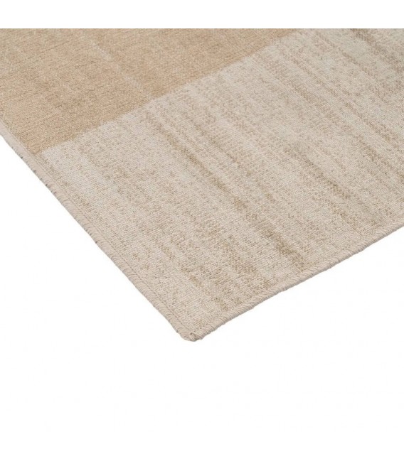 Alfombra grande de viscosa beige y topo con elegante diseño geométrico5