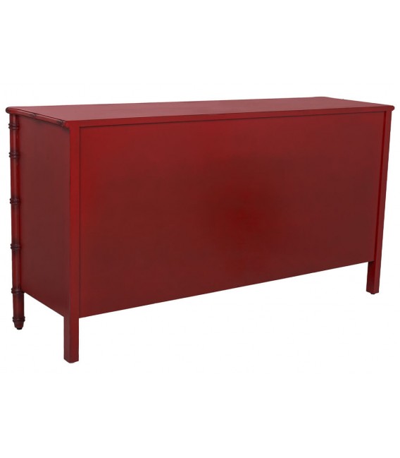Cómoda XXL bambú rojo patinado tiradores dorados estilo oriental 3