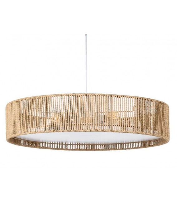 Lámpara techo 3 luces cuerda natural trenzada estilo contemporáneo