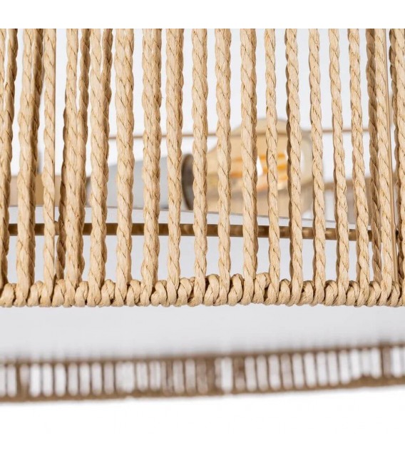 Lámpara techo 3 luces cuerda natural trenzada estilo contemporáneo 1
