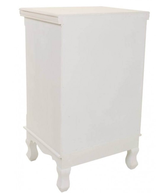 Mesita de noche blanca y beige con relieve de estilo romántico 3